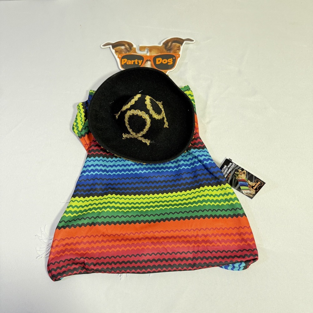 NWT‎ Party Dog Mexican Sombero Poncho Halloween Costume L/XL